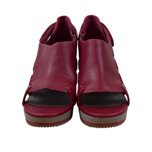 Camper Romain Kremer Women’s Red Leather Back Strap Together Wedge Sandals Szize - Picture 2 of 8